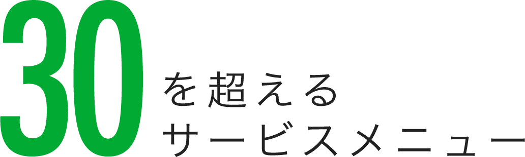 30を超えるサービスメニュー